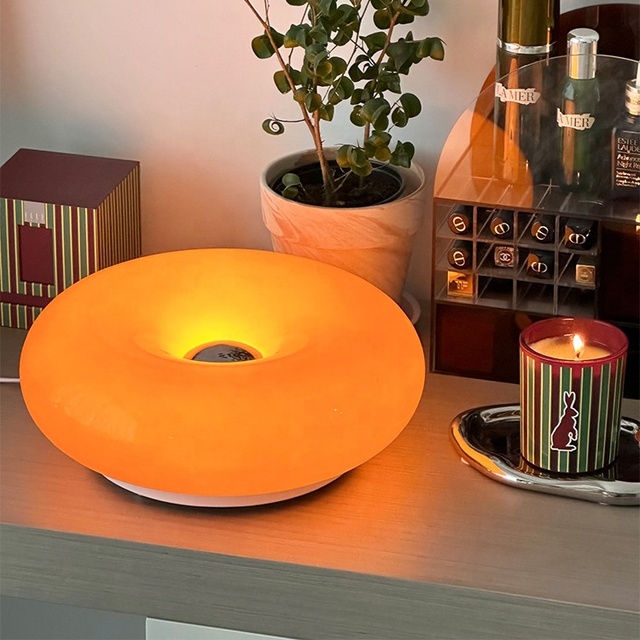 Modern Nordic Donut Lamp Glass Touch Dimmable Table Lamp Wall Light for Home Bedroom Bedside Decoration LED Mushroom Table Lamps