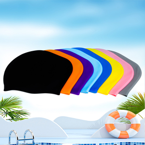 XINYIXUAN Bonnet de bain en silicone orange, imperméable, antidérapant, haute élasticité, pour cheveux longs, unisexe - Product Image 2