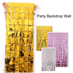 Tirai Foil Persegi 1*2M, Tirai Rumbai Kubus untuk Dekorasi Pernikahan, Pesta Ulang Tahun, Dinding, Latar Belakang, Perlengkapan Dekorasi - Product Image 2