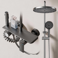 Ensemble de douche à effet pluie en aluminium gris anthracite brossé pour salle de bain, fixation murale, pour projets hôteliers transfrontaliers et appartements