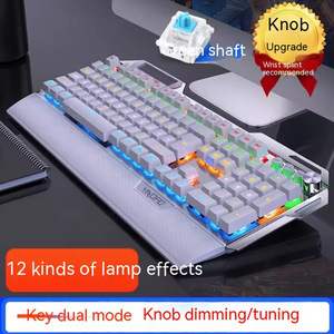 คีย์บอร์ดเกมมิ่งแบบมีสาย USB 108 ปุ่ม RGB Backlit พร้อมปุ่มปรับระดับเสียงแบบหมุน สีเขียว แกนสีเขียว รองรับการเล่นเกมแบบมือถือ ตัวคีย์บอร์ดโลหะ - Product Image 2