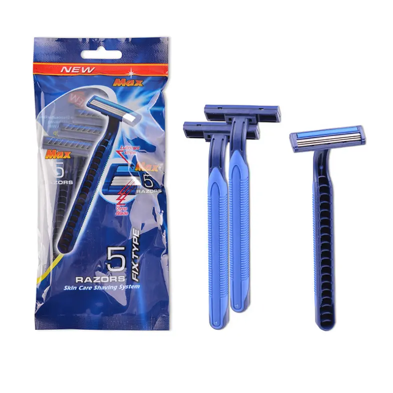 Manual Disposable Razors with Twin Layers of Blades Shaving Razor Rubber Handle Safety Blade Face disposable Razor For Mens