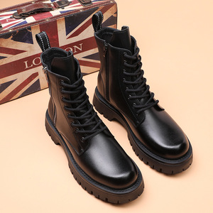 Nouvelles bottes de travail pour hommes, personnalisées, à lacets avec fermeture éclair, faciles à porter, augmentant la hauteur, semelle en caoutchouc durable, bottes Martin - Product Image 2
