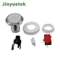 JY Wholesale Price LED 45mm Momentary Silver Plated Reset Arcade Push Button Plastic Universal Plug Arcade Vending Machines