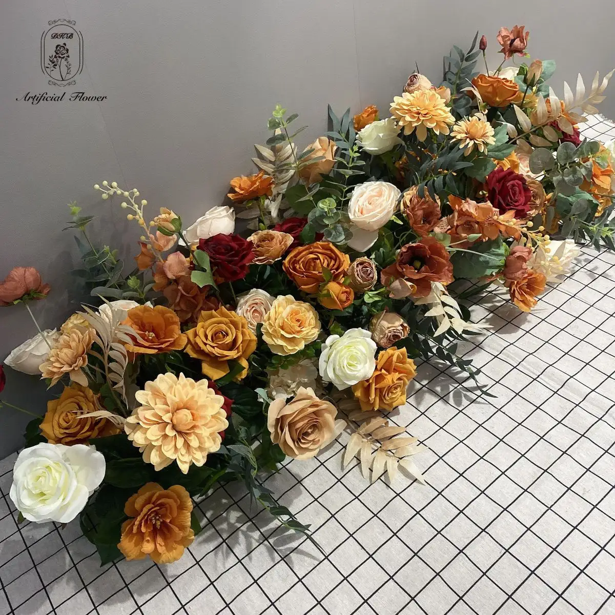 Novo design De Casamento Decoração De Mesa Centerpiece Flor Artificial Row Runner Escada Corredor Floral Garland Corredor Arranjo De Flores