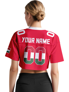 Kaos Jersey Sepak Bola Amerika Wanita Model Crop Top Tim Nasional Jerman Baru 2025, 100% Poliester, Cetak Transfer Panas - Product Image 5