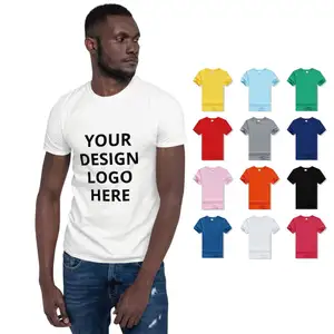 Camiseta impressa de logotipo personalizada, alta qualidade, preço de fábrica, impressão, 100% algodão, cor pura, camiseta vazia