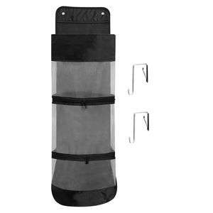 Wall-Mounted Mesh Ball <b>Storage</b> Bag Organiser, Hanging Sports Equipment Holder, Basketball Football Volleyball Door Rack Black - Product Image 1
