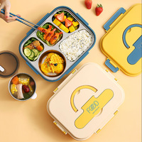 Boîte à lunch thermique en acier inoxydable 304 pour les travailleurs et les plateaux à bento compartimentés spécifiques aux étudiants, micro-ondable