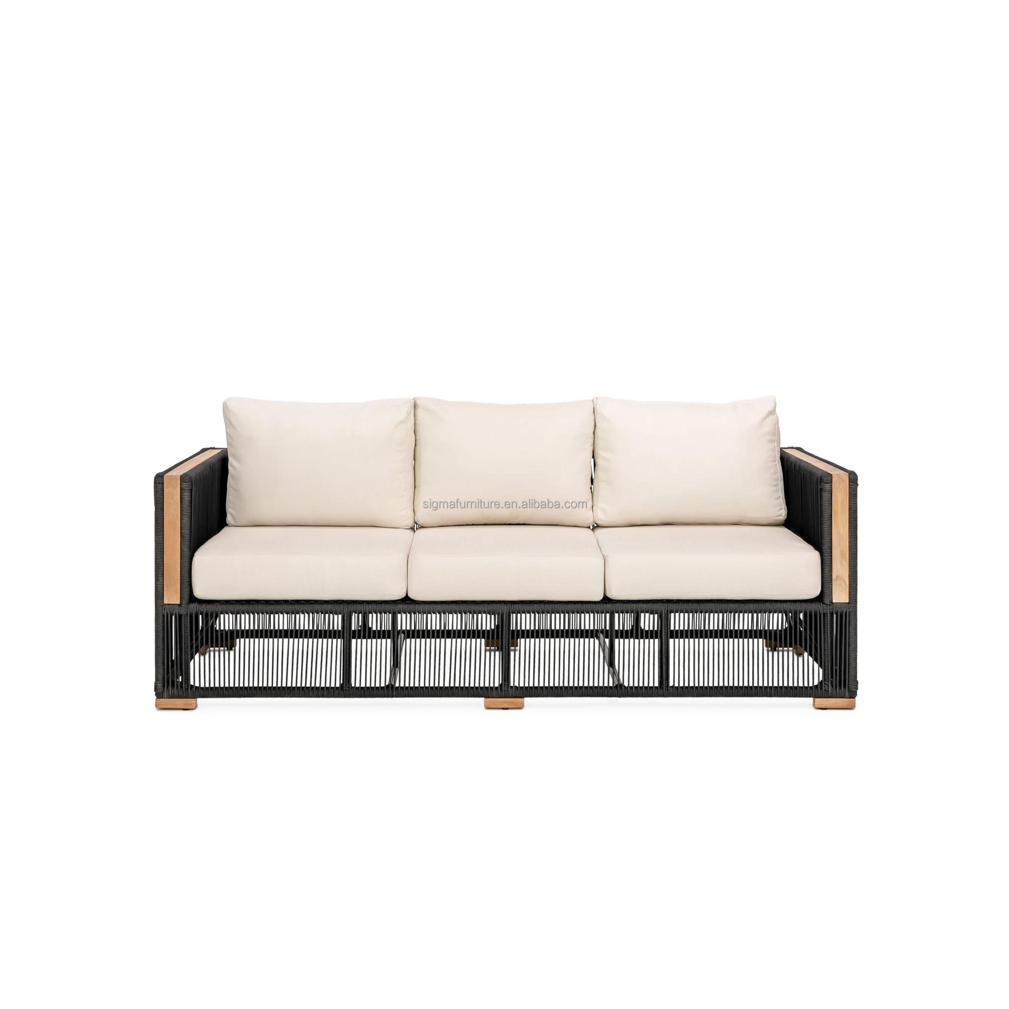 Mixed Material Modern Style Aluminum Frame with All Weather Rope Patio Furniture Outdoor Sofa Couch