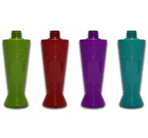 Einzigartiges Design Rot Benutzer definierte OEM Shampoo-Verpackung Kostenlose Probe Lotion Pump flasche 400ml Kunststoff Runde PETG-Flasche mit großer Kapazität