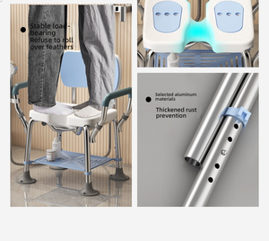 Best Quality Ready for Export Bathroom <b>chair</b> in aluminium and PVC with adjustable height and armrests - Product Image 2