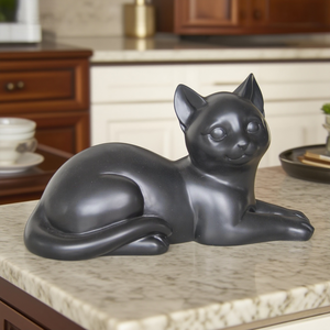 Figura Decorativa de Gato Acogedor <span class=keywords><strong>en</strong></span> Resina Negra Mate, Escultura Artística Moderna para Interiores y Exteriores, Adorno Artesanal para el Hogar - Product Image 2