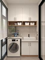 Ensemble moderne de lavabo et armoire de rangement en bois pour buanderie, écologique et durable, pour machines à laver élégantes