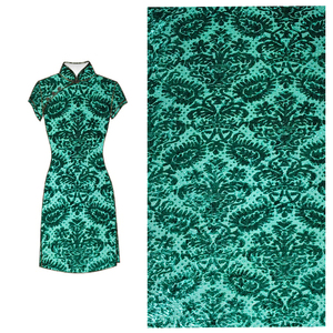 ברוקד קטיפה קטיפה פוליאסטר פרחוני בורנוט בד שמלה - Product Image 1