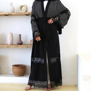 Moda pizzo aperto Abaya donne musulmane elegante Dubai Cardigan abito abito arabo turco all'ingrosso - Product Image 1