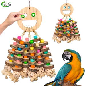 Jouets perroquet pomme multicolore blocs en bois oiseau à mâcher perroquet Cage morsure jouet grand perroquet moyen jouets - Product Image 1