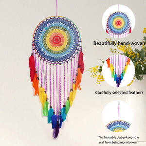 Décoration murale pour la maison 40cm crochet coloré attrape-rêves fleur protection <span class=keywords><strong>de</strong></span> l'environnement peut <span class=keywords><strong>être</strong></span> personnalisé - Product Image 4