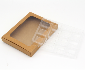 Boîte d'emballage personnalisée en papier kraft recyclable pour cire fondue, 6/8/12 cavités, ensembles de boîtes cadeaux pour bonbons et aliments avec fenêtre transparente en PVC - Product Image 4