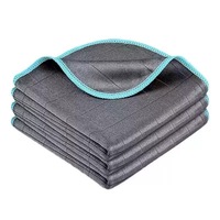 Serviette de nettoyage en microfibre de carbone 400 GSM 50*40cm, sans peluches, infusée au carbone, sans traces, pour vitres, avec bordure multicolore