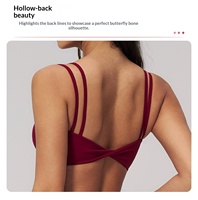 Soutien-gorge de sport pour femme à double bretelle fine, col carré, rembourré, séchage rapide, pour le yoga, le fitness et l'entraînement en salle de sport