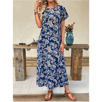 Nouvelle Robe Longue Ample Imprimée Style Européen et Américain pour Femme, Col Long, Manches Courtes, Idéale pour les Vacances, Collection Été 2026 - Vente en Gros Guangdong