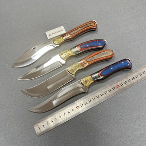 Coltello da Chef Personalizzato 5CR15 con Finitura a Specchio, Coltello da Macellaio Bowie con Bolster in Ottone Intagliato e Impugnatura in Legno Stratificato - Product Image 5