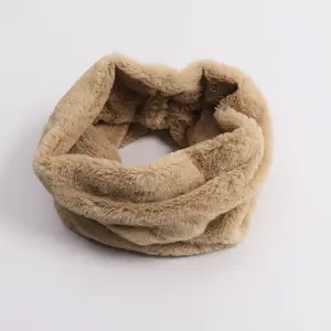 Jtfur-bufandas suaves de pelo de conejo para mujer, bufanda de cuello de piel sintética de Color sólido para invierno