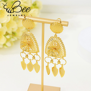 Conjunto de Joyería de Lujo para Novia Africana Nigeriana, Collar Largo de Malla Hueca Chapado en Oro de 24k de Dubái, Venta Caliente - Product Image 3