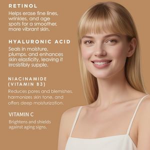 Set de Cuidado Facial Iluminador, Reafirmante e Hidratante para Piel Seca con Niacinamida + Vitamina C + <span class=keywords><strong>Retinol</strong></span> + Ácido Hialurónico, <span class=keywords><strong>Serum</strong></span>, 4 Unidades - Product Image 3