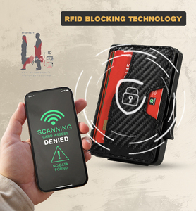 Casekey Carbon Fiber PU Leather Bifold Minimalist Smart <b>Wallet</b> RFID Blocking Pop up Aluminum <b>Card</b> <b>Holder</b> <b>Wallet</b> with ID Window - Product Image 3