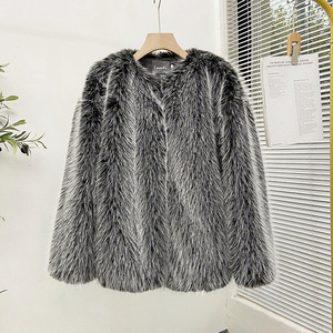 <span class=keywords><strong>Manteau</strong></span> en fausse fourrure <span class=keywords><strong>de</strong></span> renard tissée <span class=keywords><strong>de</strong></span> couleur unie pour femme, col rond, devant ouvert, cardigan décontracté d'hiver, veste moelleuse - Product Image 5