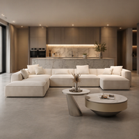 Ensemble de canapés d'angle modulaires italiens - Grand canapé moderne en tissu de style divisé - Mobilier de salon compact