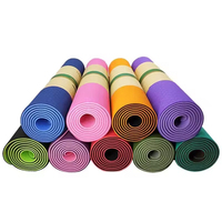 Tapis de yoga TPE personnalisé anti-déchirure, imprimé au laser, double couche, léger, haute densité, 6 mm, pour l'entraînement