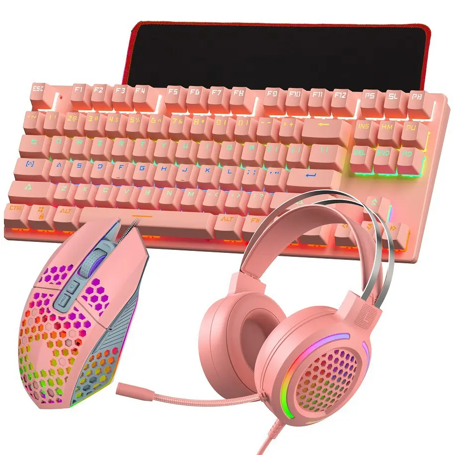 T500 Mechanical Keyboard and Mouse Set Earphone Speaker Set, Four or Five Piece Glow Game Competition gaming keyboard and mouse