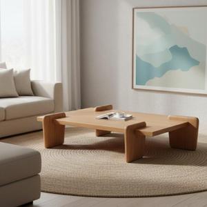 Table basse avec pieds qui sortent de la table, table basse moderne de luxe en bois massif - Product Image 6