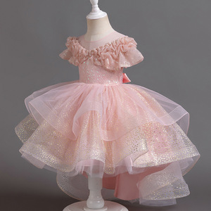 Nuovi <span class=keywords><strong>Abiti</strong></span> Lunghi da Principessa per Bambine, in Cotone Satinato di Lusso, con Lavorazione all'Uncinetto, Stampa Floreale, Linea ad A, Manica Corta, 2-12 Anni - Product Image 3