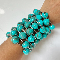 Bracelet pour femme Kaimei 2026, bijoux fantaisie, or 18 carats, minimaliste, épais, en résine, or, bleu, superposé, bulles, blanc, bracelet dodu
