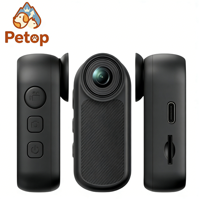 Petop Real-Time GPS Tracker for Dogs Cats 4K Video 60fps Ultra HD Lightweight Plastic Waterproof IP67 Magnetic Lanyard 2-Day