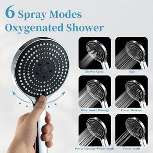 Handheld Shower Head Chrome 12.5CM Large Panel 3 Modes Rain Spray Massage High Pressure Water Saving Bathroom Hand Shower - Product Image 4