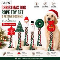 Ensemble de jouets en corde pour chien PAIPET personnalisés pour Noël, 6 modèles, jouets à mâcher en coton avec Père Noël, bonhomme de neige et sapin en peluche pour chiots, vente en gros