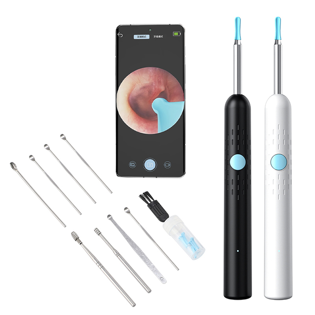 Portable Wireless Ear Wax Remover Cleaner 5MP Camera Smart Visible Safe Wifi 230mAh Battery 45-Minute 3-Axis Gyroscope CE/FCC