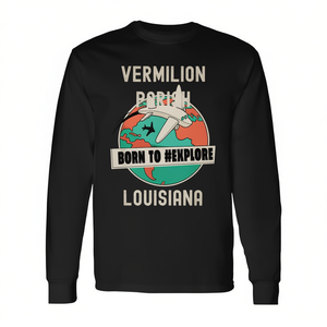 T-shirt à manches longues Vermilion Parish Louisiana Born To Explore Travel Lover - Product Image 2