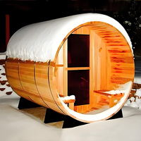 Sauna à baril en cèdre de 7 pieds pour jardin, à construire soi-même – Options chauffage au bois et électrique, sauna sec moderne pour 2 personnes avec chauffage 6KW