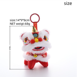 Porte-clés artisanal <span class=keywords><strong>traditionnel</strong></span> en peluche, tête de lion de danse chinoise, décorations du Nouvel An chinois, cadeau, se tient debout - Product Image 5