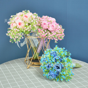 Bouquet de roses artificielles et de gypsophile Dongchen Crafts, fleurs en soie de 10 cm à 30 cm, accessoire de décoration de mariage - Product Image 4