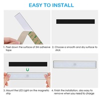 20 LED rechargeables pour éclairage sous-meuble de cuisine, éclairage mural pour vitrine, avec télécommande, étanche et haute luminosité