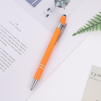 Stylo bille promotionnel en plastique à plumes, avec logo personnalisé, pour écrans tactiles en caoutchouc souple, plusieurs couleurs, pour téléphone portable