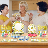 Ensemble de fournitures de fête sur le thème du citron, très demandé, assiettes en papier personnalisées, gobelets, serviettes, vaisselle pour fête d'été