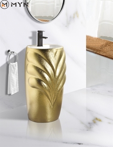 Chất lượng cao phòng tắm dính liền Vàng freestanding lưu vực gốm khách sạn sử dụng lưu vực - Product Image 4